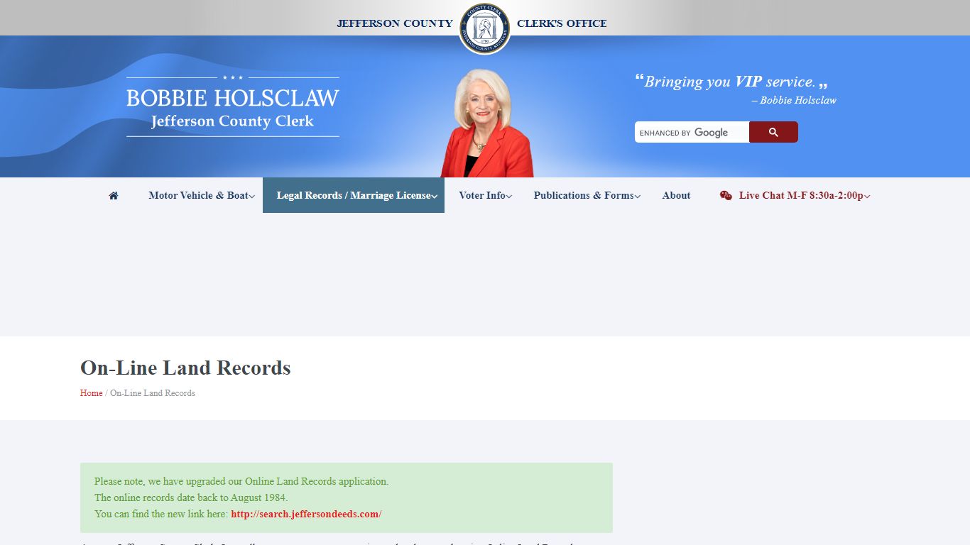 On-Line Land Records - Jefferson County Clerk | Bobbie Holsclaw